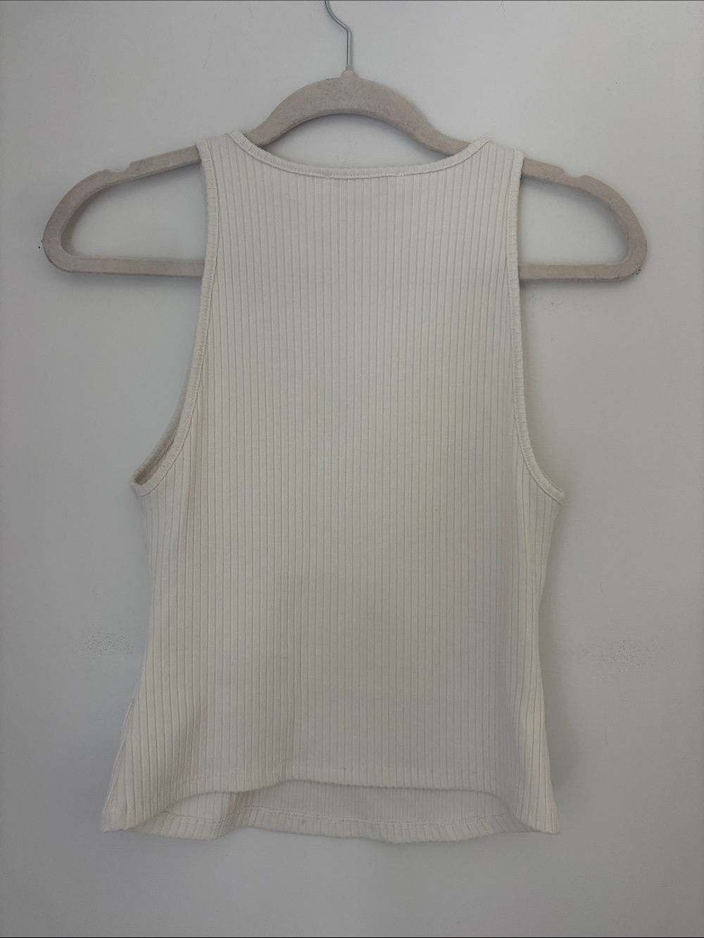 JustFab Cream Ribbed High Neck Tank Size Small - Picture 4 of 5